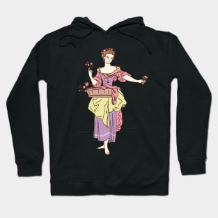 Cute and colorful drawing of an 18th century flower girl Hoodie